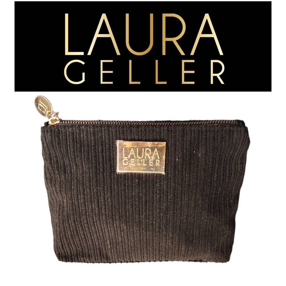 Laura Geller Black Corduroy Make up Bag Cosmetic Bag